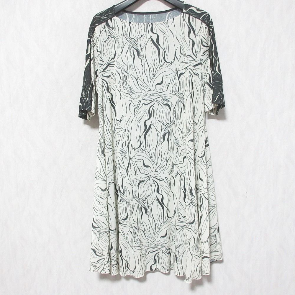 美品 HIROKO KOSHINO ヒロココシノ 線画プリントチュニック RHPJB-20590 サイズ38 ダークグリーン ライトベージュ レディース 古着 中古 USED