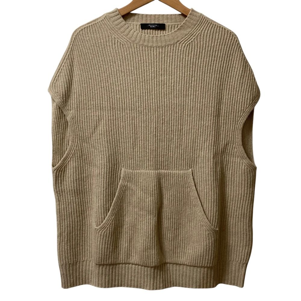 美品 24AW WEEKEND MAX MARA マックスマーラ ウィークエンド カシミアブレンド ニットベスト ノースリーブセーター サイズM ベージュ レディース 古着 中古 USED