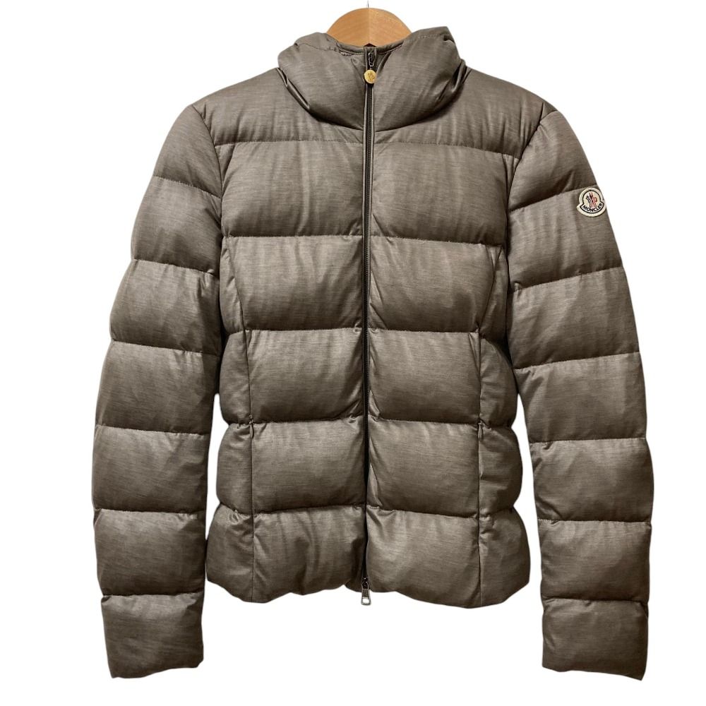 良品 MONCLER モンクレール JERSEY フーデッド ダウンジャケット サイズ2 ブラウン レディース 古着 中古 USED