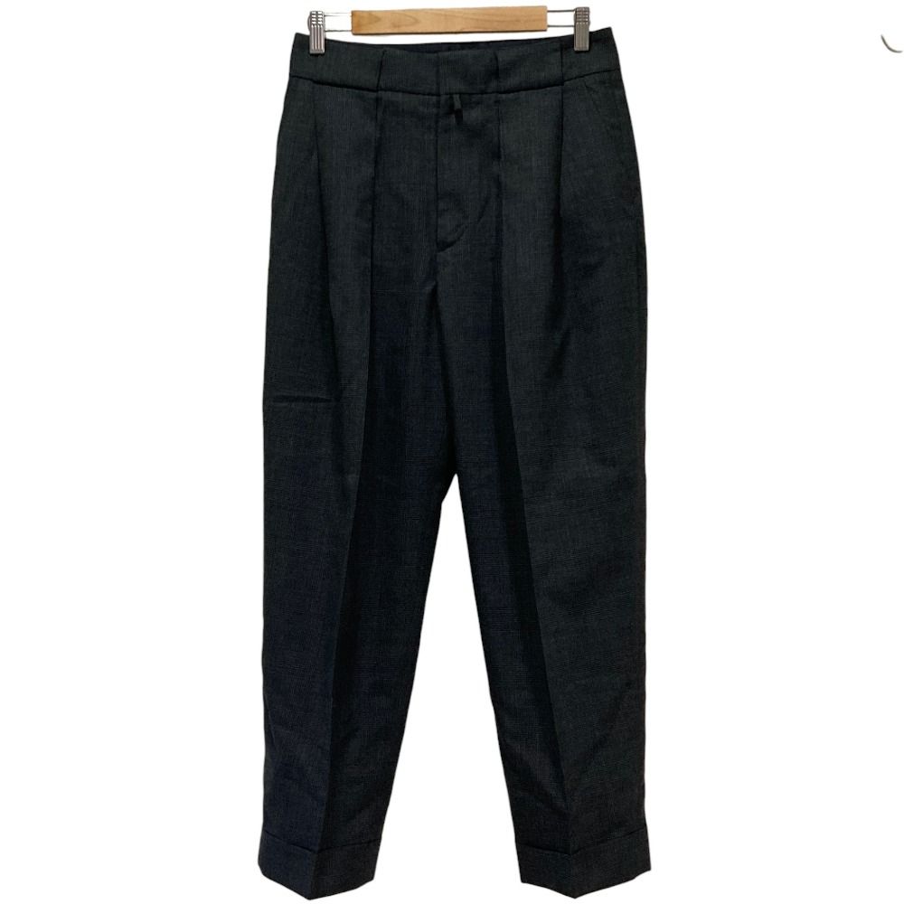 美品 MARGARET HOWELL FOX BROTHERS マーガレットハウエル グレンチェック トラウザーズパンツ 3 グレー ブラック レディース 古着 中古 USED