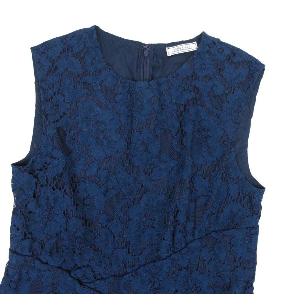 美品 NINA RICCI ニナリッチ 総レース ワンピース ノースリーブ ミモレ 