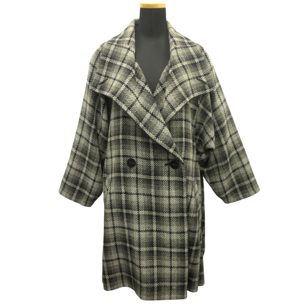良品 ISSEY MIYAKE イッセイミヤケ 80's オーバーサイズ トレンチ コート ジャケット チェック ウール 筆タグ ヴィンテージ M グレー レディース 古着 中古 USED 37,473円