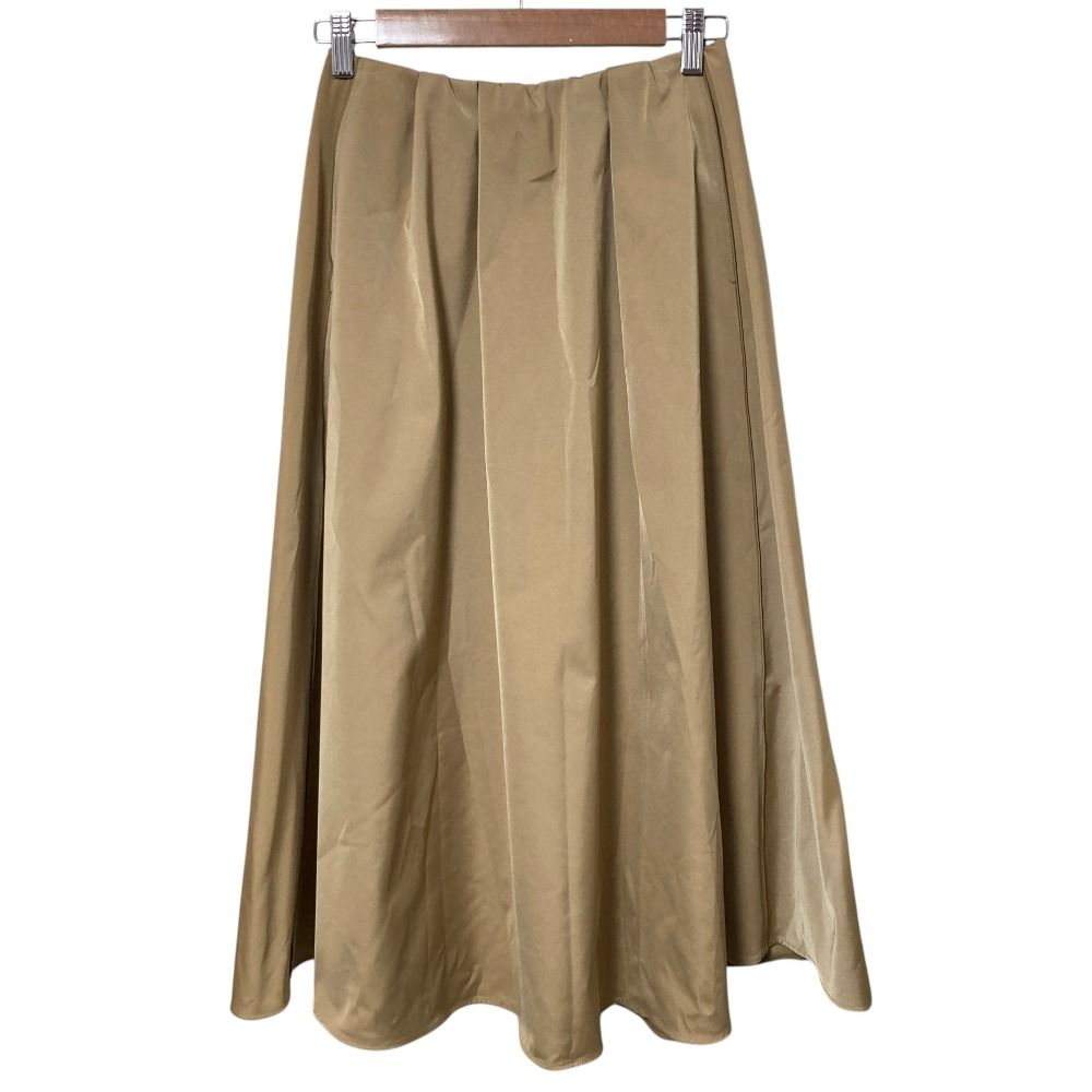 美品 25AW MACPHEE マカフィー ダブルサテン タックギャザーフレアスカート サイズ34 ベージュ レディース 古着 中古 USED