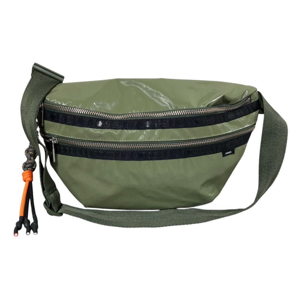 新品同様 LeSportsac × Ameri レスポートサック アメリ 別注 DX Belt Bag PUコーティング ウエストバッグ ボディバッグ グリーン レディース 古着 中古 USED