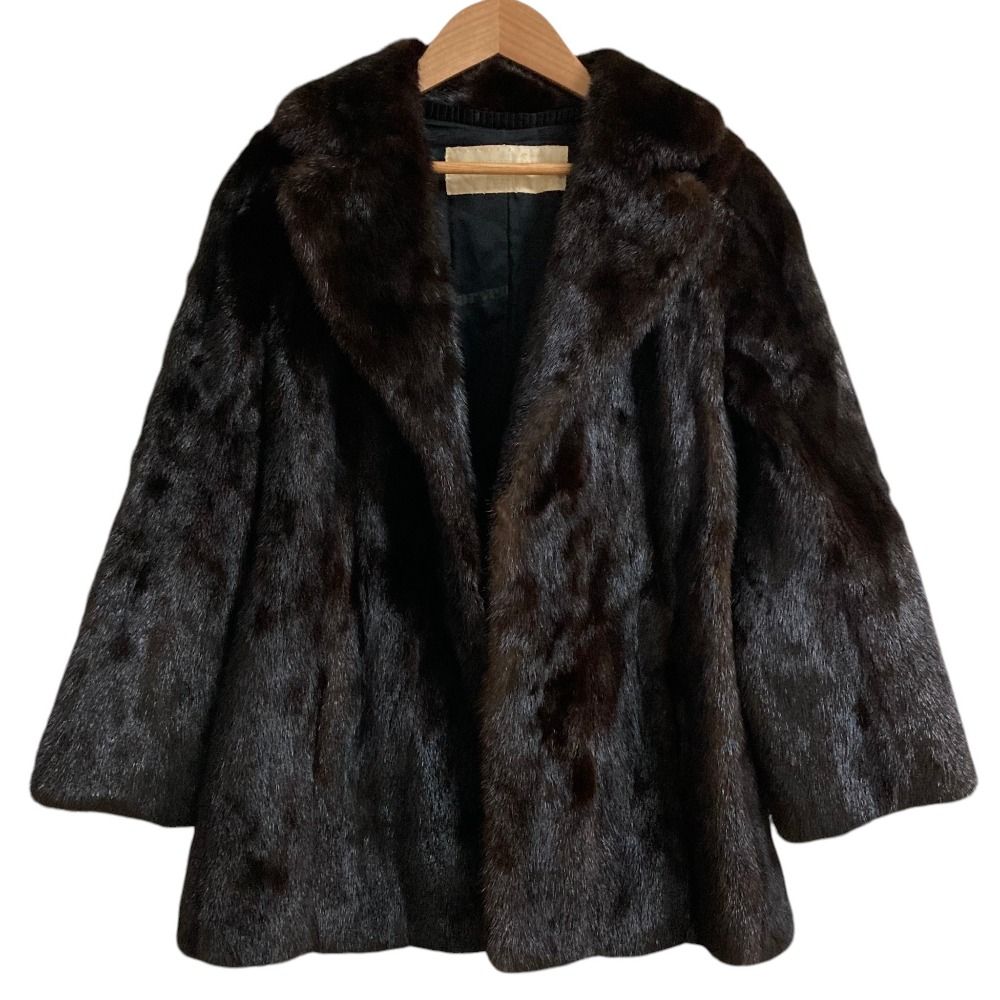 美品 carven furs カルヴェン ファーズ ミンク ショートコート ジャケット 毛皮 ブラウン レディース 古着 中古 USED