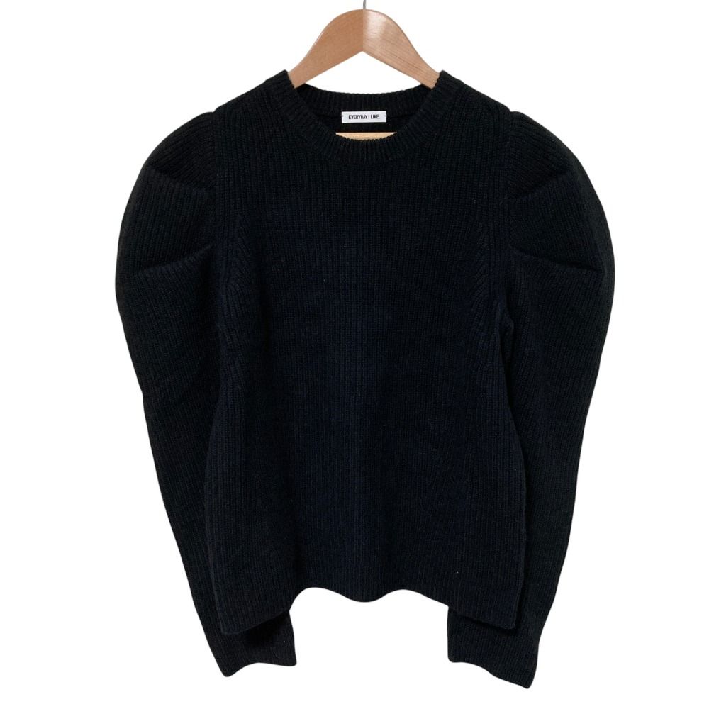 美品 23AW AP STUDIO エーピー ストゥディオ エブリデイアイライク DESIGN SLEEVE SWEATER ニット ブラック レディース 古着 中古 USED