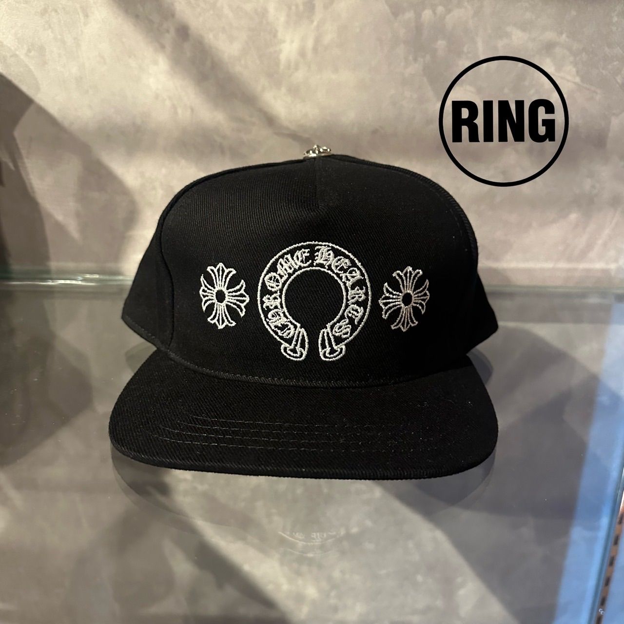 Chrome Horseshoe Hearts Black Hat Cap | - Baseball Cross Denim 