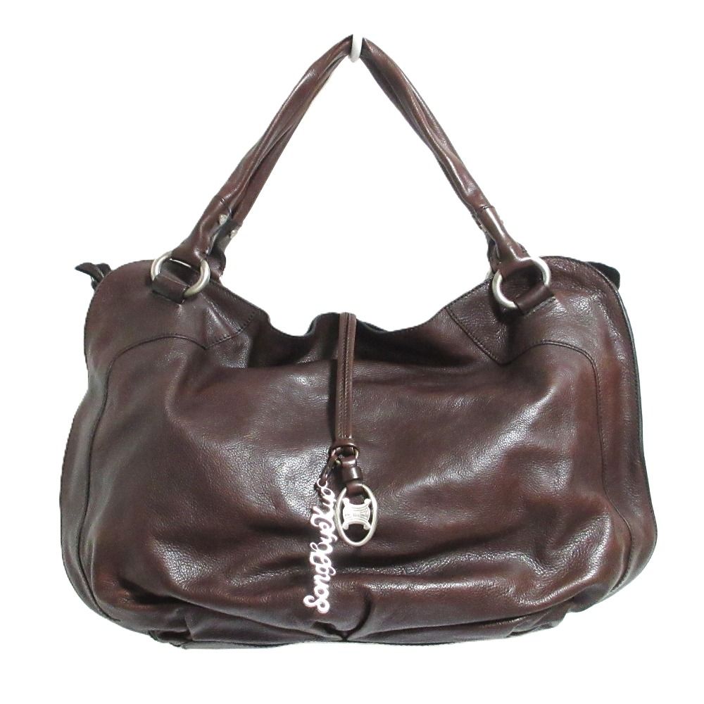 美品 CELINE セリーヌ ソン・ヘギョ ビタースイート レザーボストンバッグ ブラウン レディース 古着 中古 USED