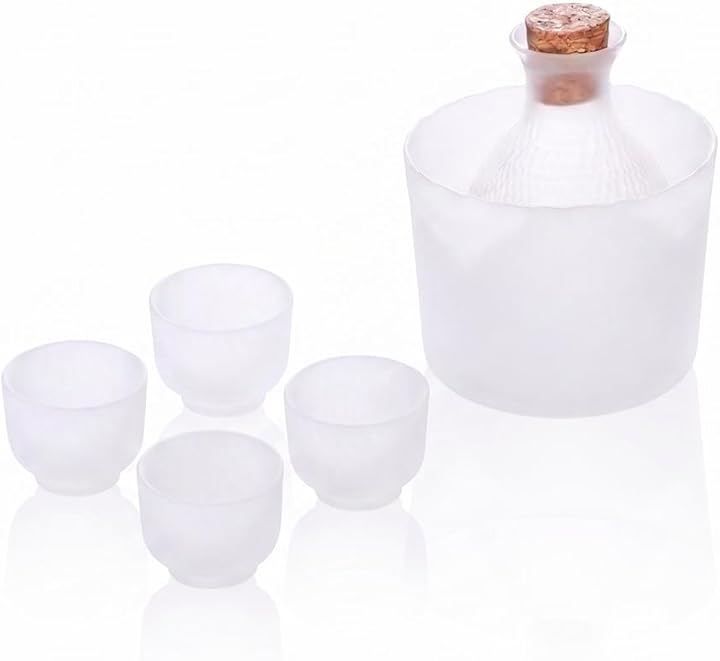 아릿 사케 세트, 사케 쿨러 세트, 내열 유리, 붕규산 유리, 사케 컵, 6개, 330ml (“무광”)