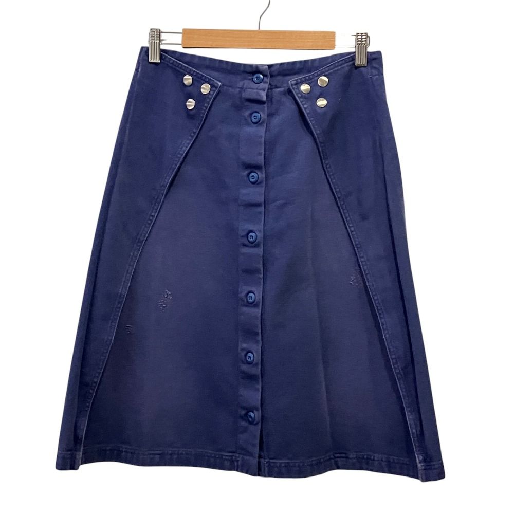 美品 MM6 Maison Margiela エムエムシックス メゾンマルジェラ ユーズド加工 フロントボタンスカート 32MA025047399 40 ブルー系 レディース 古着 中古 USED