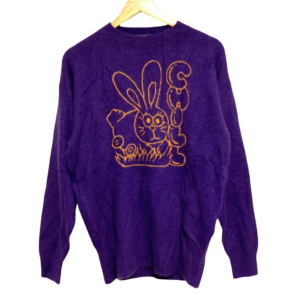 美品 HYSTERIC GLAMOUR ヒステリックグラマー CHILL RABBIT アンゴラブレンド ニットセーター 01203NS13 サイズF パープル レディース 古着 中古 USED