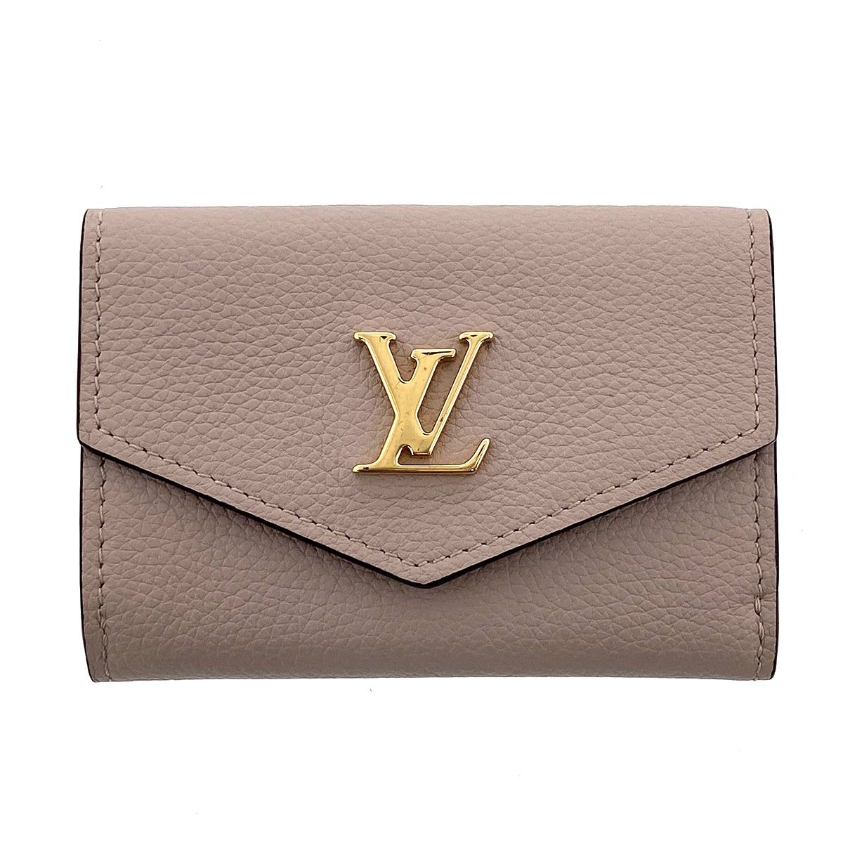 LOUIS VUITTON ルイ・ヴィトン ポルトフォイユ ロック ミニ RFID 三つ折り財布 M69340 レディース レザー ベージュ グレージュ 中古