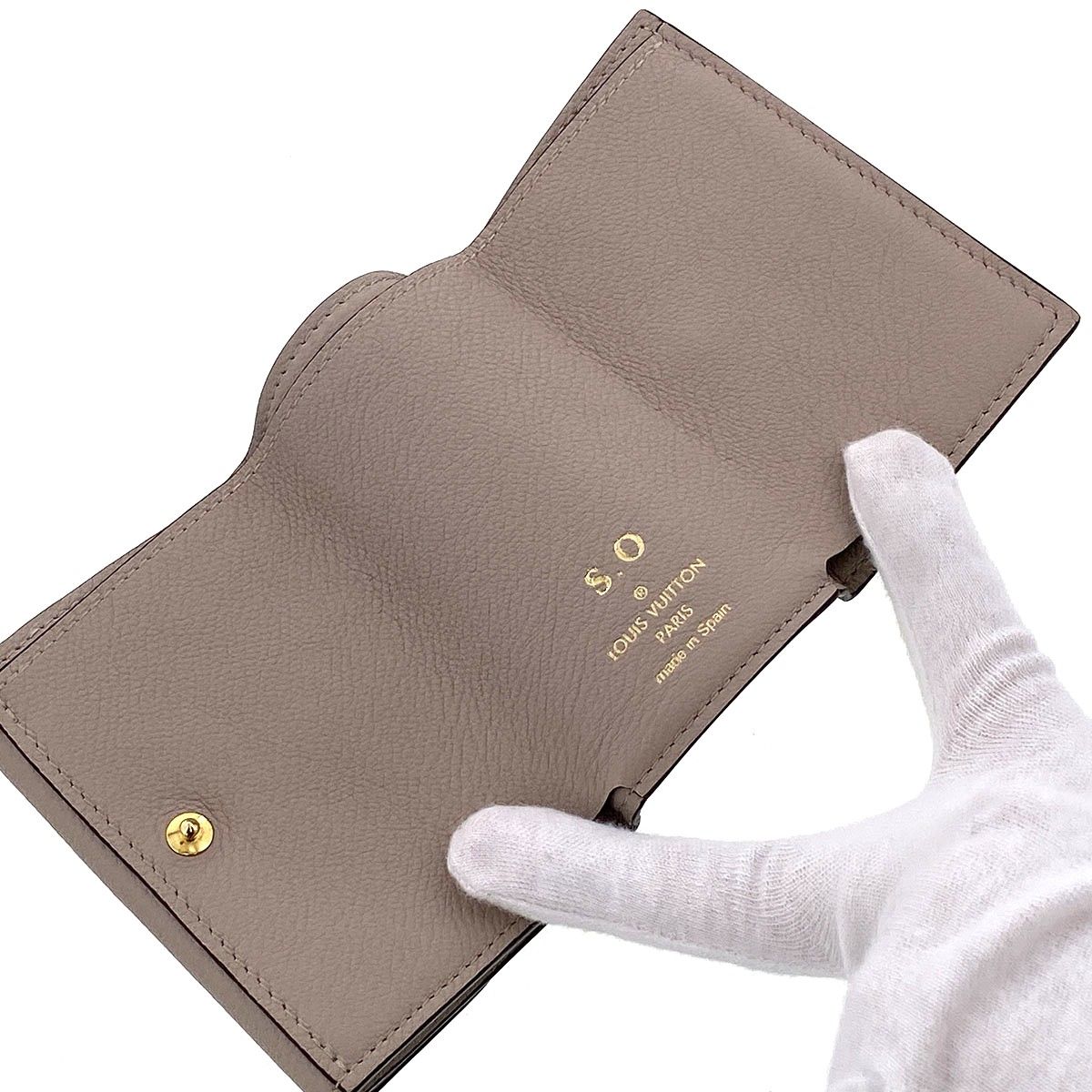 LOUIS VUITTON ルイ・ヴィトン ポルトフォイユ ロック ミニ RFID 三つ折り財布 M69340 レディース レザー ベージュ グレージュ 中古