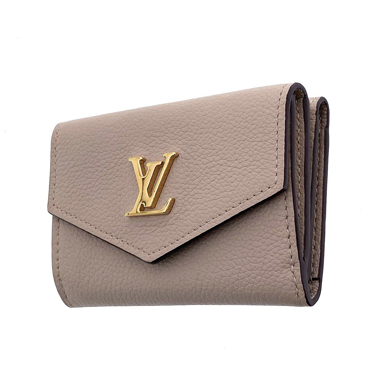 LOUIS VUITTON ルイ・ヴィトン ポルトフォイユ ロック ミニ RFID 三つ折り財布 M69340 レディース レザー ベージュ グレージュ 中古