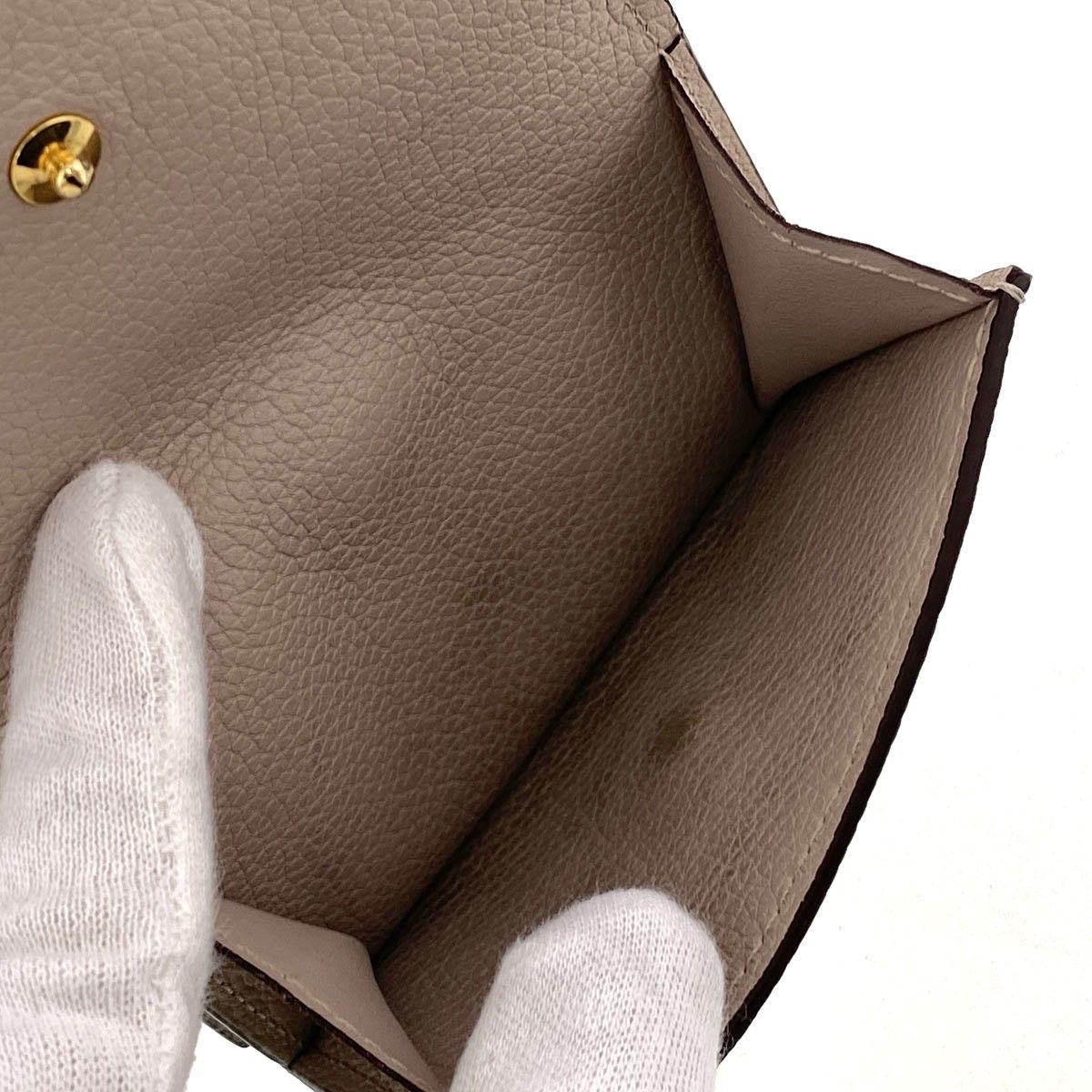 LOUIS VUITTON ルイ・ヴィトン ポルトフォイユ ロック ミニ RFID 三つ折り財布 M69340 レディース レザー ベージュ グレージュ 中古