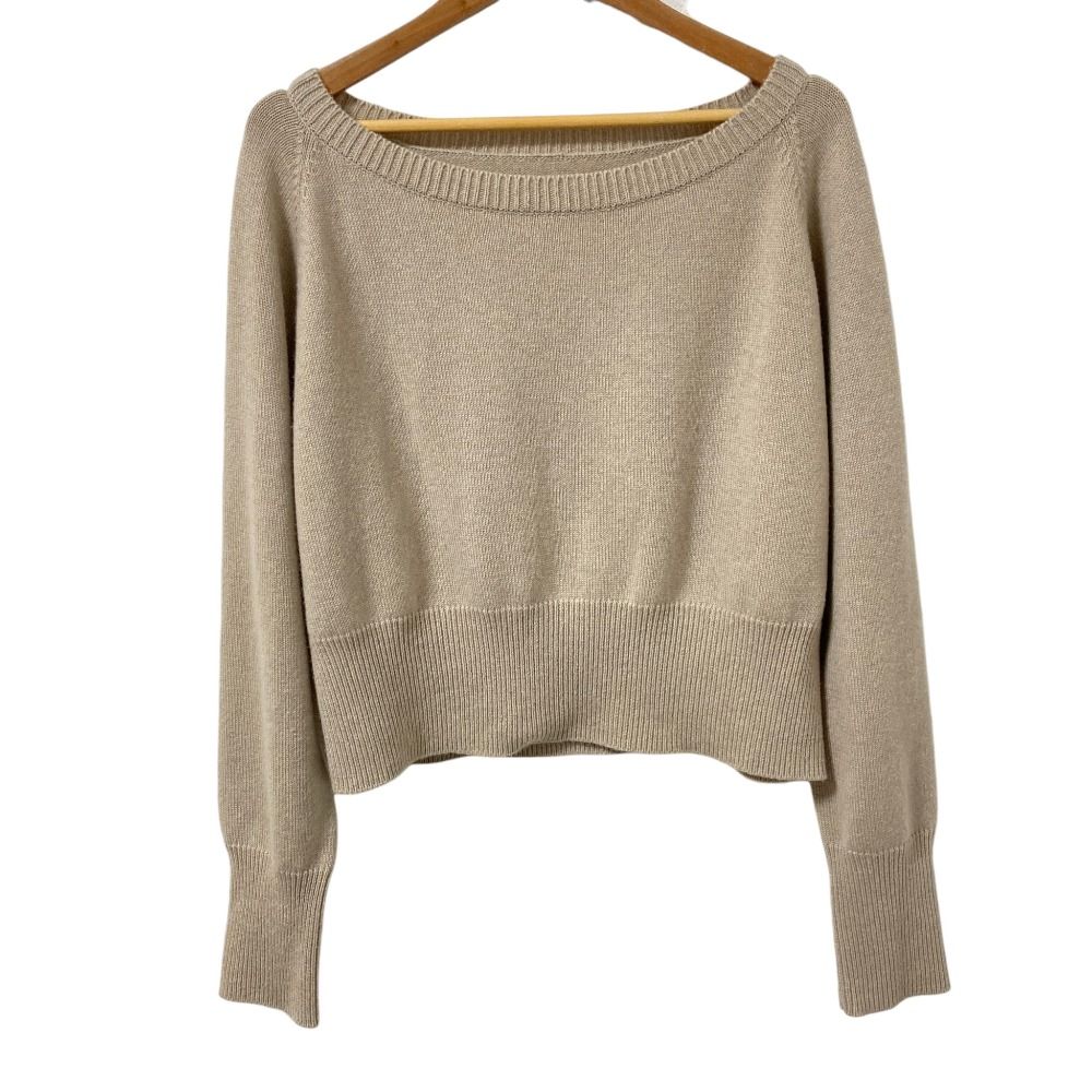 美品 FOXEY フォクシー Sweater Dragee カシミヤニット セーター 37775 サイズ40 ベージュ レディース 古着 中古 USED