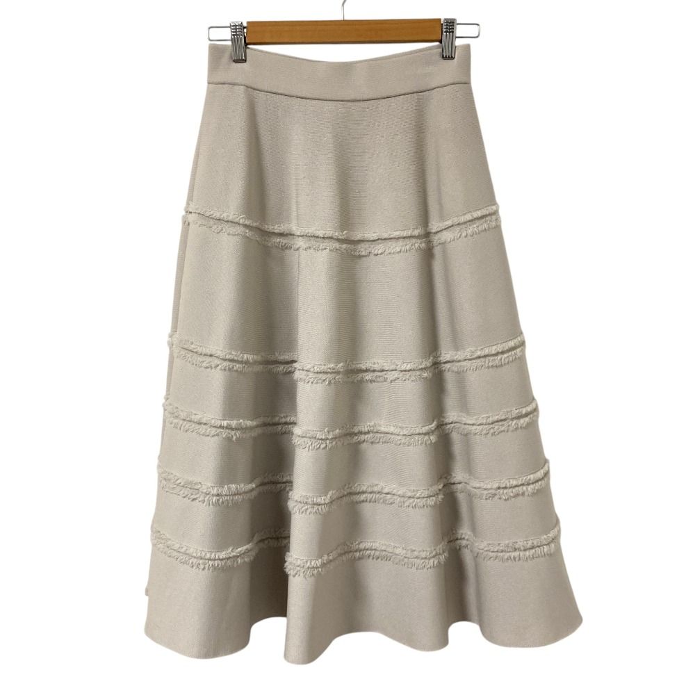 良品 FOXEY フォクシー KNIT SKIRT RONDO フレアニットスカート 43274 サイズ38 ベージュ レディース 古着 中古 USED