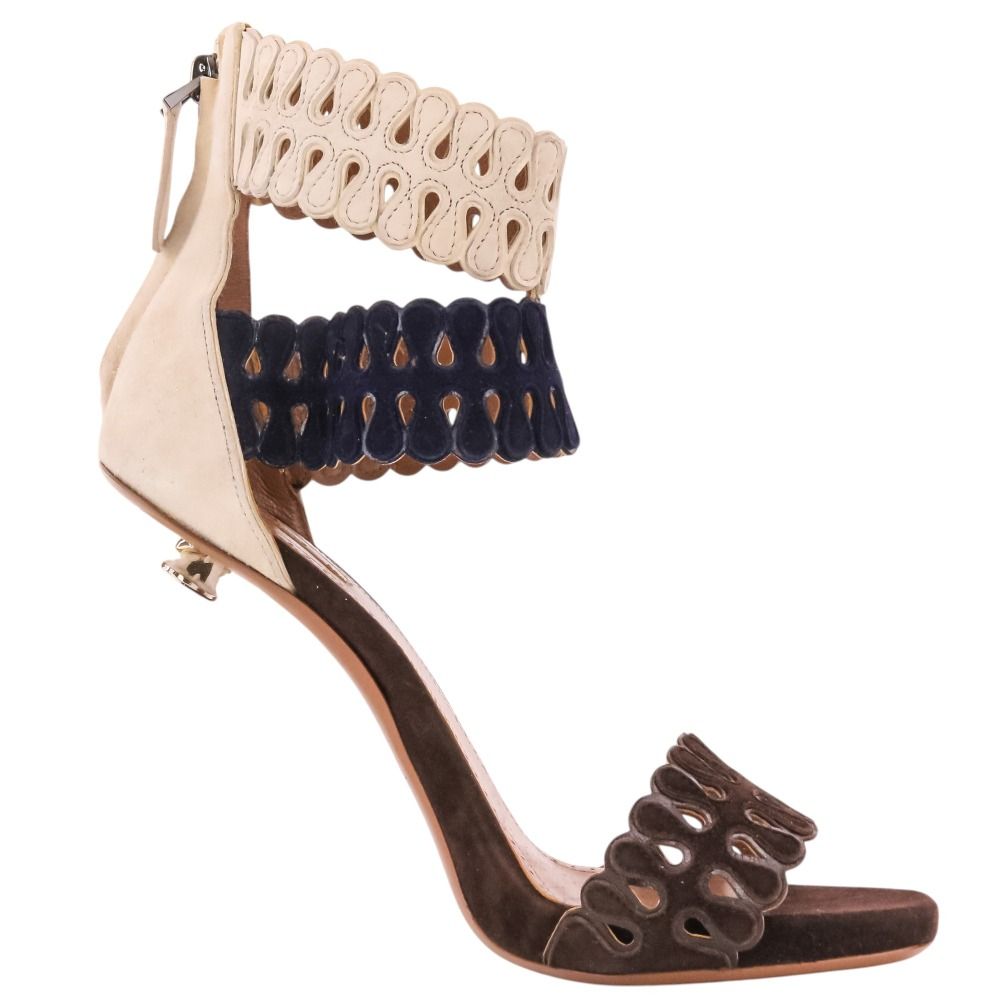 新品同様 ALAIA アライア カットディテール クリアヒール スエード