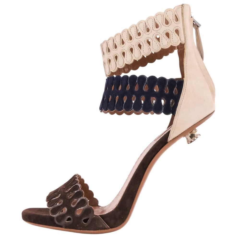 新品同様 ALAIA アライア カットディテール クリアヒール スエード