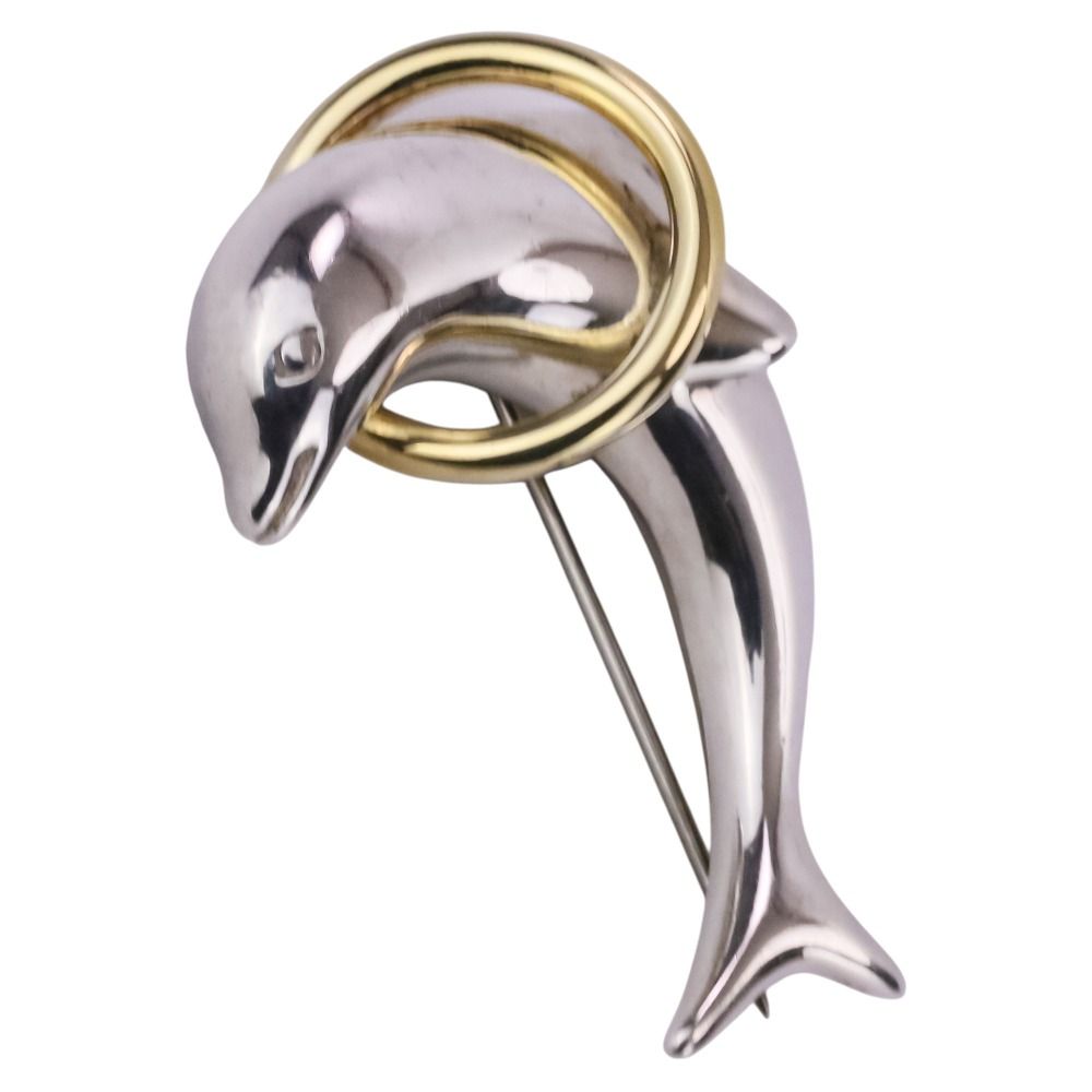 美品 Tiffany & Co. ティファニー ドルフィン ブローチ 925-750