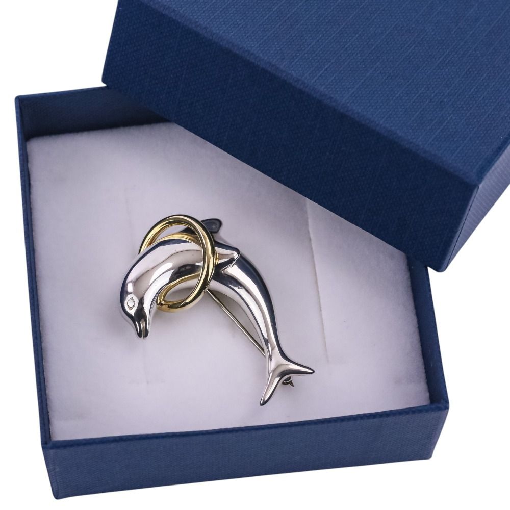 美品 Tiffany & Co. ティファニー ドルフィン ブローチ 925-750