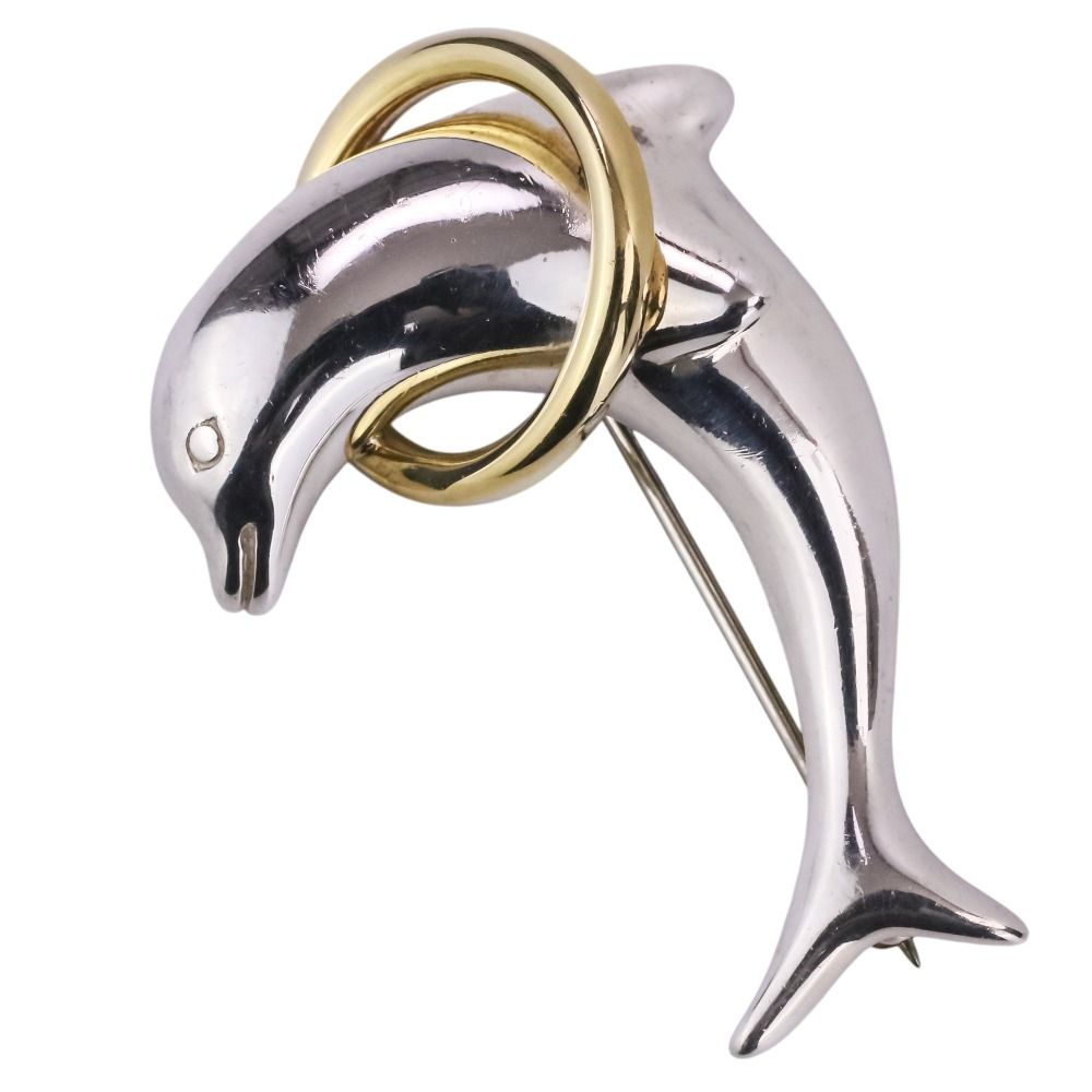 美品 Tiffany & Co. ティファニー ドルフィン ブローチ 925-750