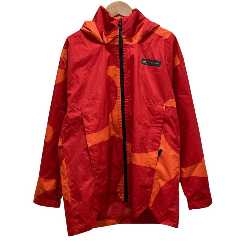 美品 adidas × marimekko アディダス マリメッコ コラボ RAIN. RDY ウインドブレーカー レインジャケット M レッド オレンジ レディース 古着 中古 USED