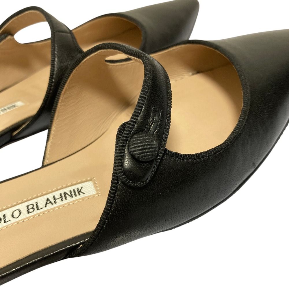 MANOLO BLAHNIK メリージェーン ミュール ポインテッドトゥ 黒 良品 MANOLO BLAHNIK マノロブラニク メリージェーン ポインテッドトゥ