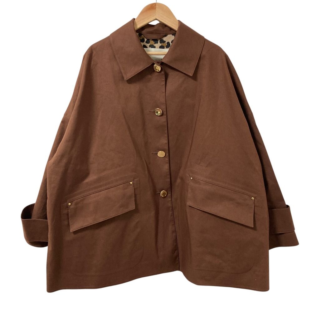 良品 25AW マッキントッシュ HUMBIE SHORT MB LEO 裏地レオパード ステンカラーコート L252AP1198UMID サイズ6 ブラウン レディース 古着 中古 USED