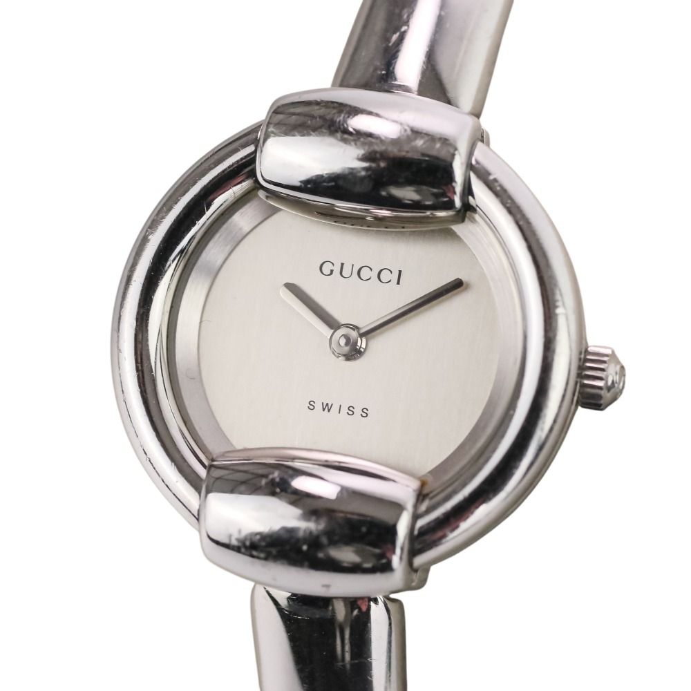 良品 GUCCI グッチ クォーツ 腕時計 バングルウォッチ 1400L シルバー文字盤 レディース 古着 中古 USED
