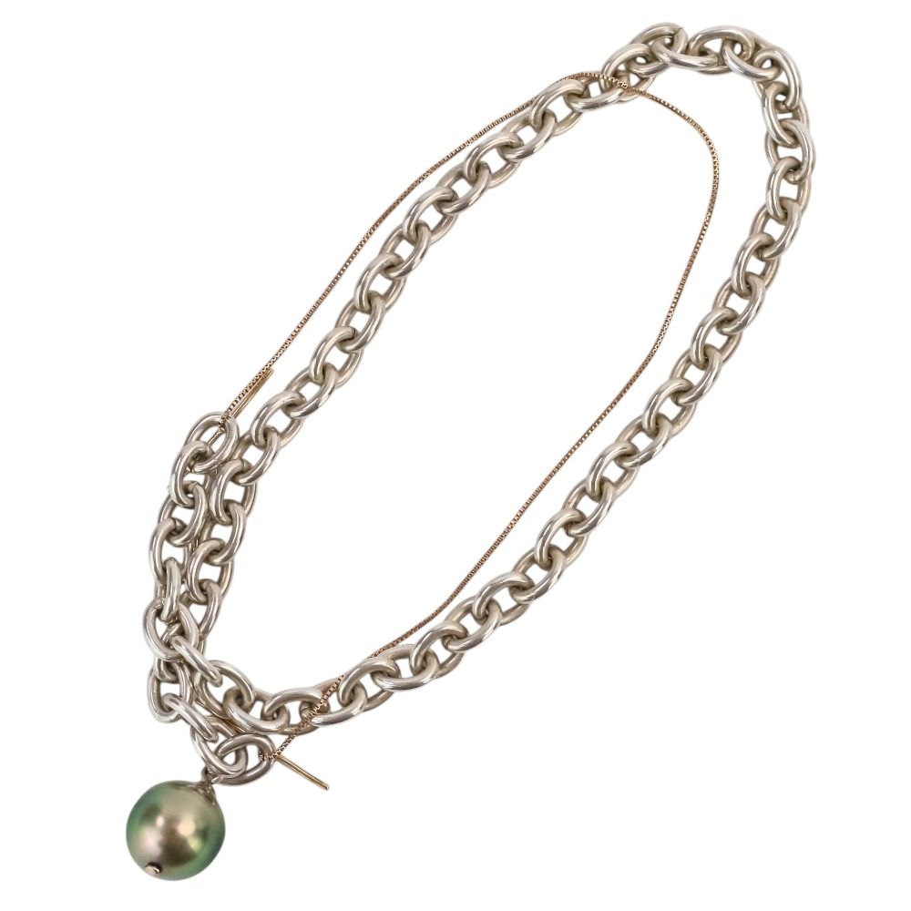 美品 CAFCA カフカ パール K18PG×シルバー コンビ AROQUE PEARL 2way 