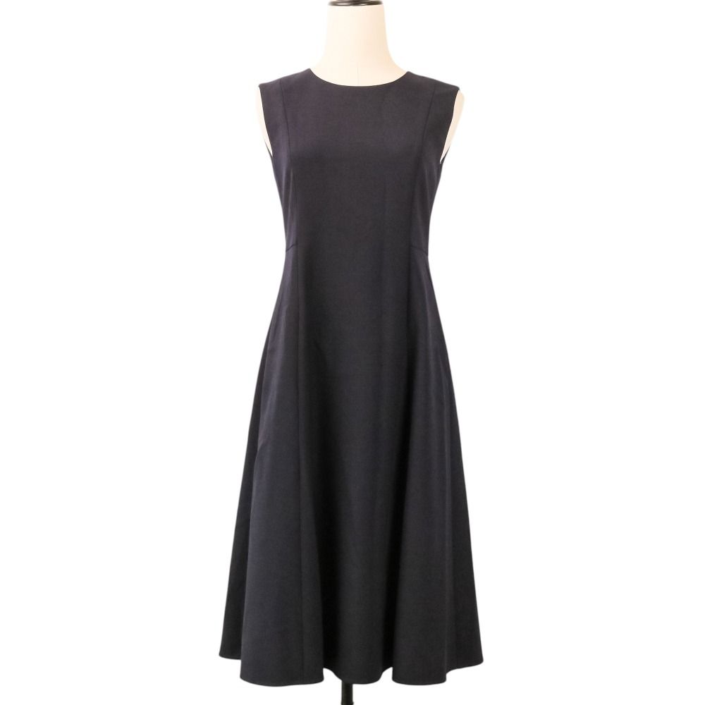 美品 FOXEY フォクシー Felicite ノースリーブドレス ミモレ丈 ワンピース 43283 38 ミッドナイトブルー レディース 古着 中古 USED
