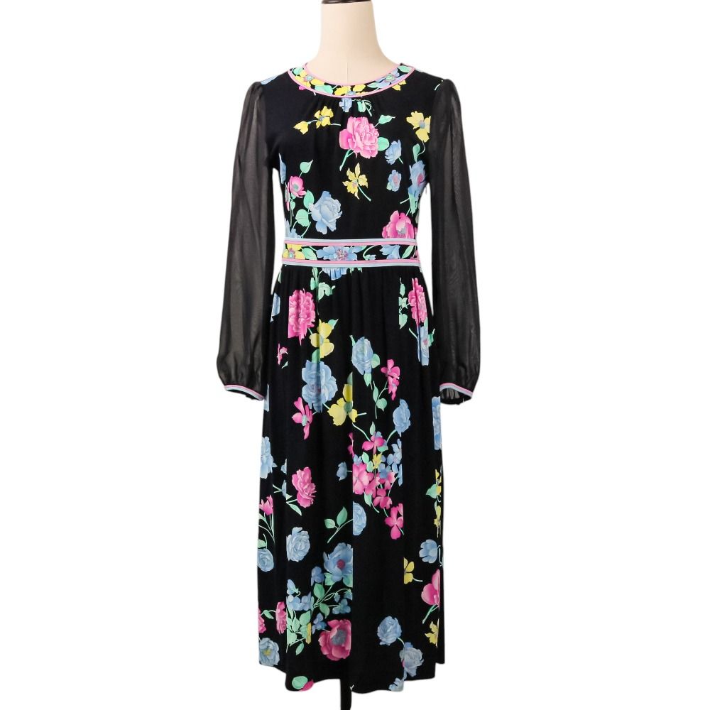 美品 LEONARD FASHION レオナール カンカン フラワープリント シアー