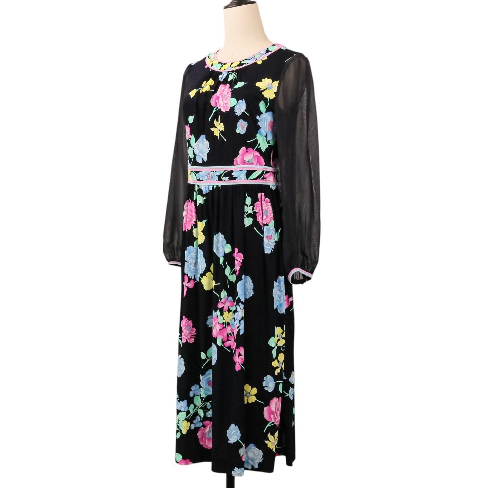 美品 LEONARD FASHION レオナール カンカン フラワープリント シアー