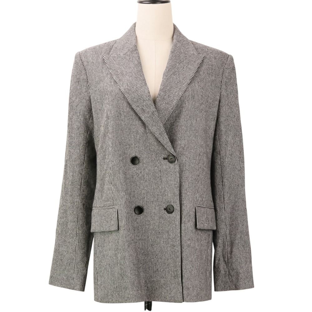 良品 23AW MARIA McMANUS マリアマクマナス DOUBLE BREASTED BLAZER ダブルブレスト ブレザー ジャケット グレー ブラック レディース 古着 中古 USED