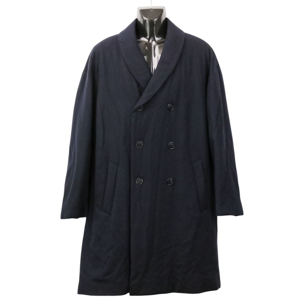 良品 GIORGIO ARMANI ジョルジオアルマーニ ダブルブレスト カシミヤコート ネイビー メンズ 古着 中古 USED