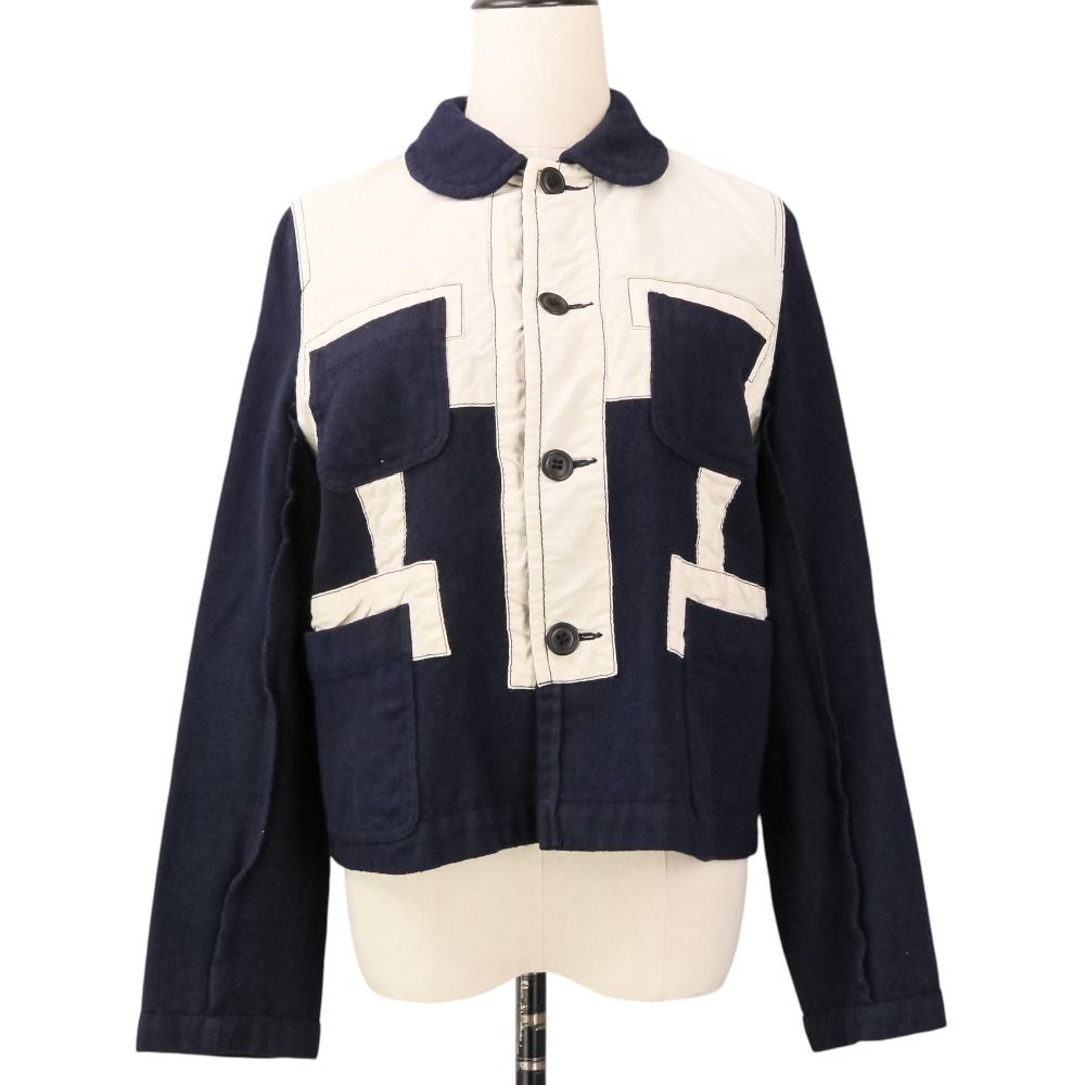 美品 COMME des GARCONS COMME des GARCONS コムデギャルソン コムコム ウォッシュドウール ドッキングジャケット AD2010 RF-J050 S レディース 古着 中古 USED