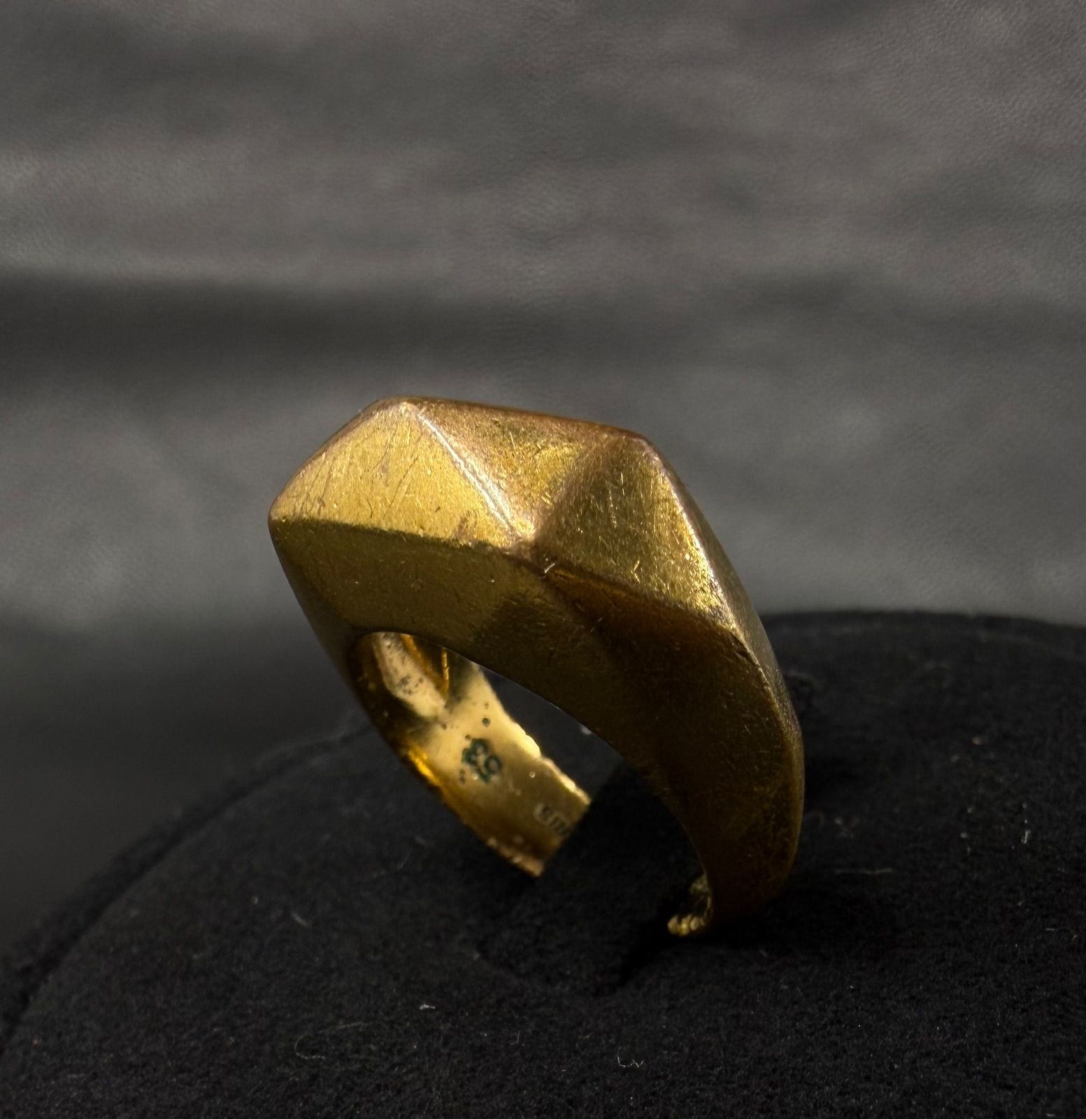 Vintage Goossens Paris Geometric Gold Ring | ヴィンテージ ゴッサンス パリ | 刻印あり 13号 クチュールジュエリー | Cabinet Vintage