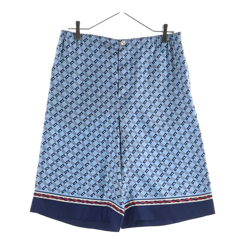 GUCCI (グッチ) Silk Shorts 総柄シルクショーツ ハーフパンツ ブルー 672698 ZAMZY