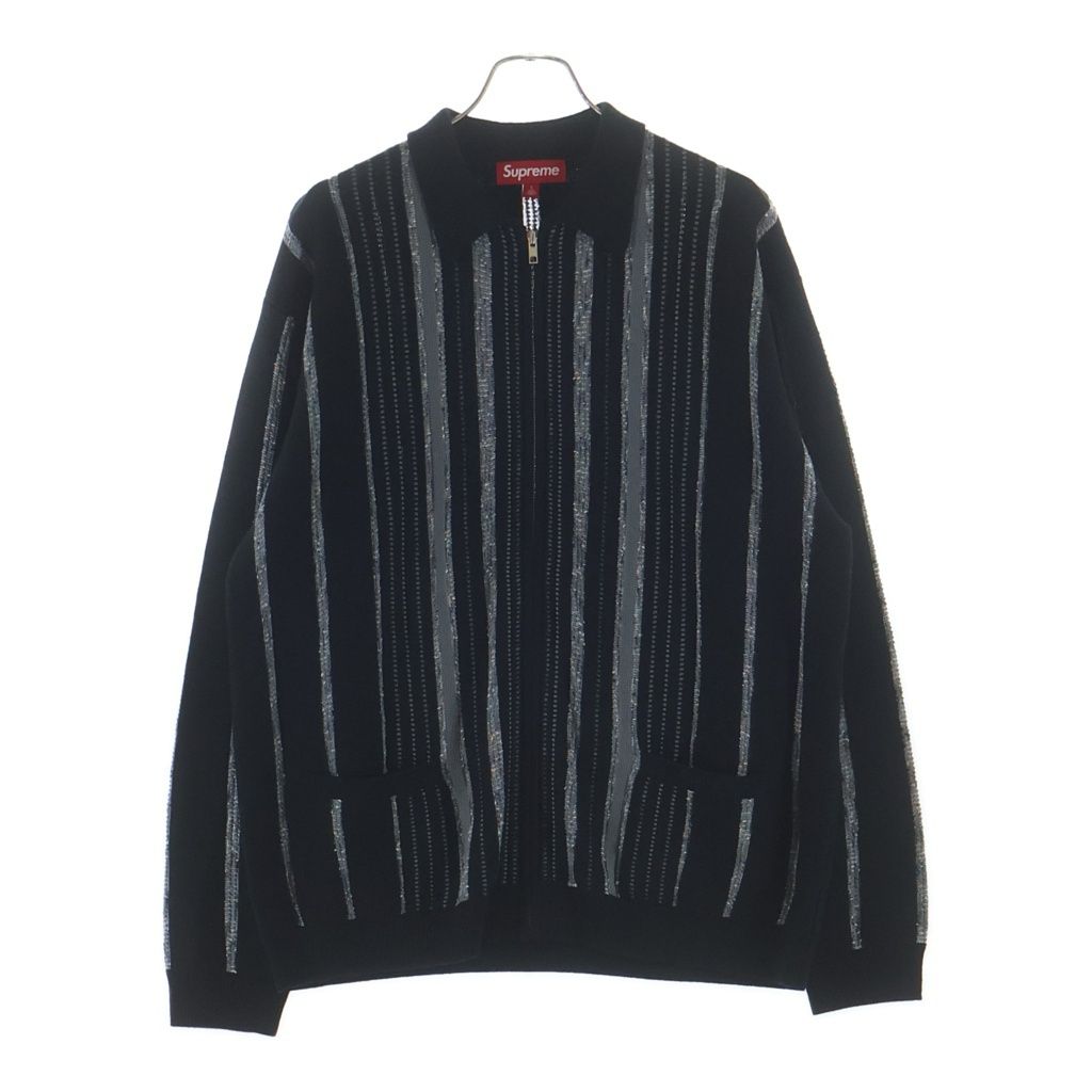 SUPREME (シュプリーム) 24AW Speckle Stripe Zip Up Cardigan スペクル ストライプ ジップアップ ニットカーディガン ブラック