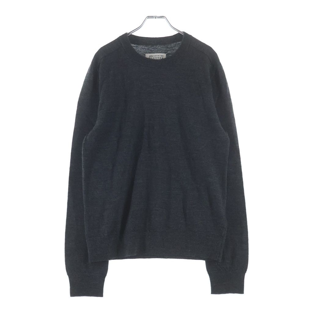 Maison Margiela (メゾンマルジェラ) 12G Elbow Patch C/N knit エルボーパッチ ウールクルーネックニット セーター グレー S50HL0021