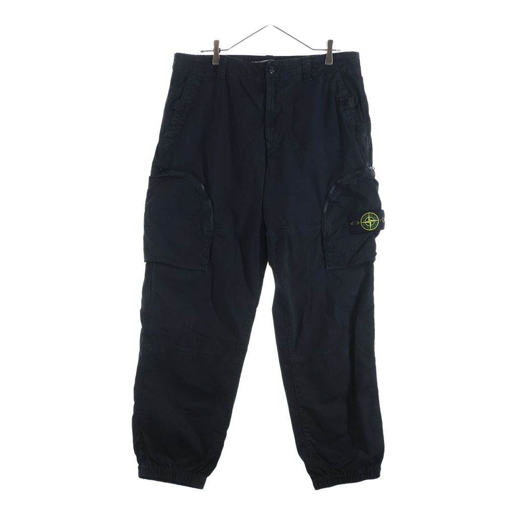STONE ISLAND (ストーンアイランド) PANTALONE LOOSE ロゴワッペン付き カーゴパンツ ブラック K1S153100004S0004