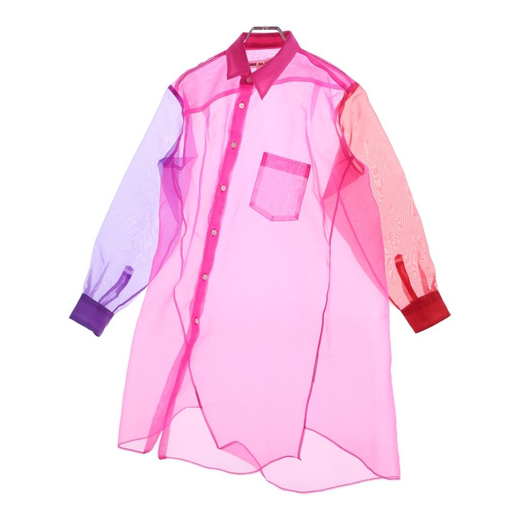 COMME des GARCONS (コムデギャルソン) 25SS シースルーデザイン ボタンダウン長袖シャツ レディース ピンク GO-B011