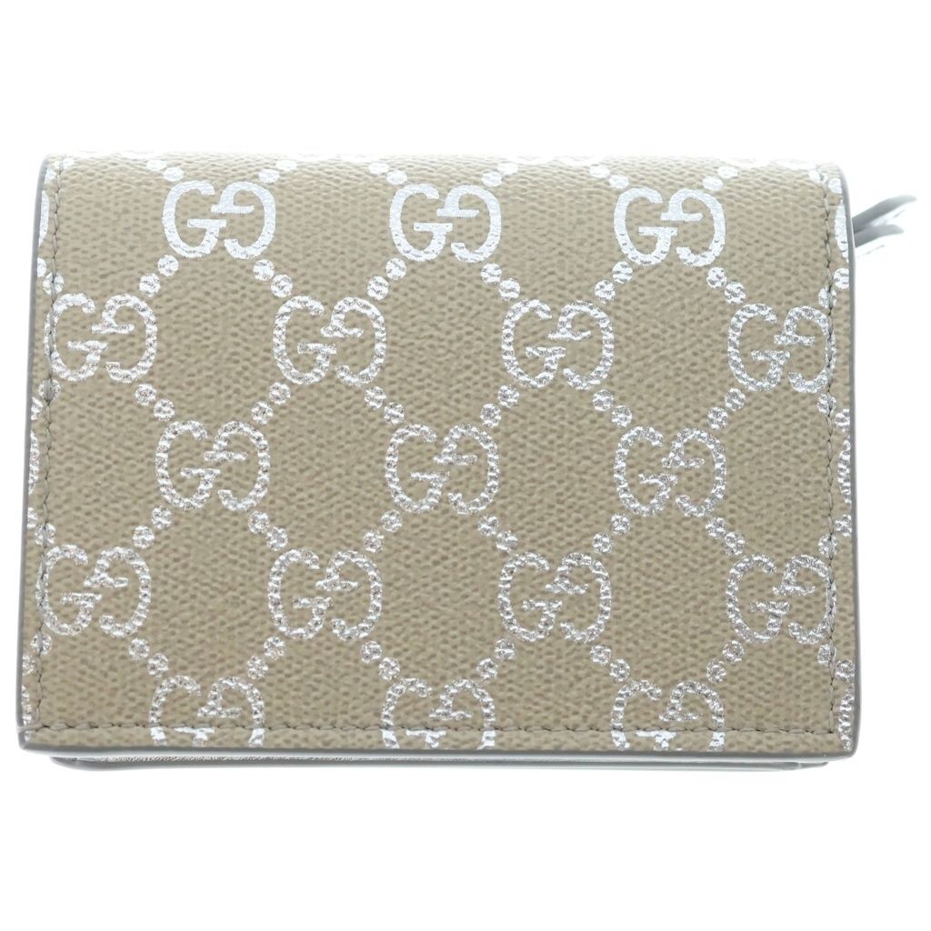 GUCCI (グッチ) GGエンブレム コンパクトウォレット 三つ折り財布 コインケース ベージュ PVC 820692 シルバー金具
