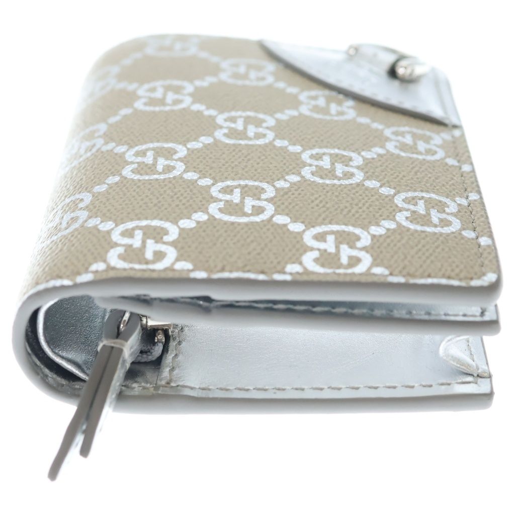 GUCCI (グッチ) GGエンブレム コンパクトウォレット 三つ折り財布 コインケース ベージュ PVC 820692 シルバー金具