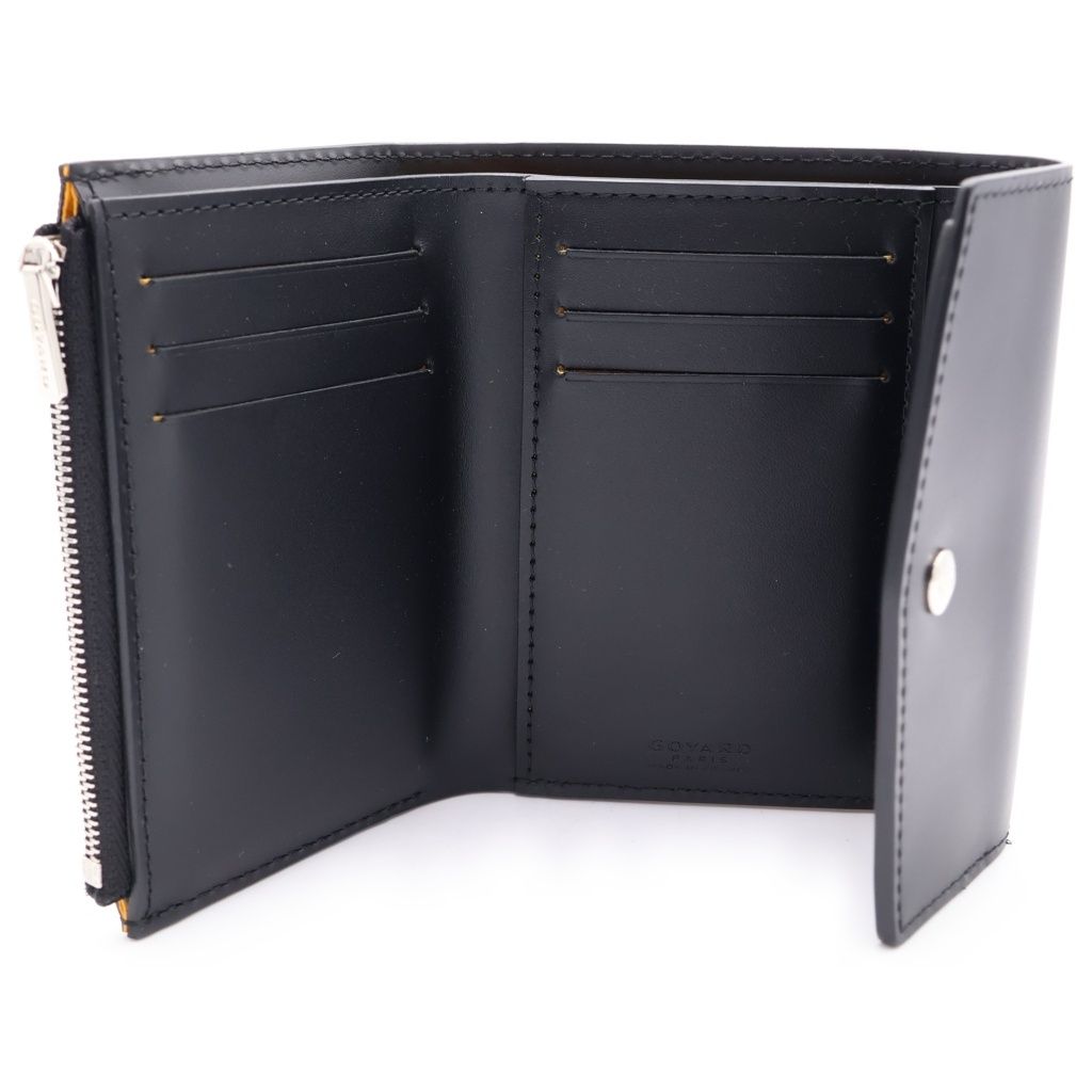GOYARD (ゴヤール) サン ガブリエル PVC コーティングキャンバス レザー コンパクトウォレット 三つ折り財布 ブラック/ブラウン GOYARD (ゴヤール) サン ガブリエル PVC コーティングキャンバス レザー コンパクトウォレット 三つ折り財布 ブラック/ブラウン