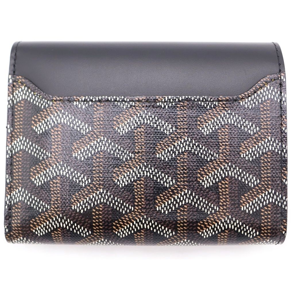 GOYARD (ゴヤール) サン ガブリエル PVC コーティングキャンバス レザー コンパクトウォレット 三つ折り財布 ブラック/ブラウン GOYARD (ゴヤール) サン ガブリエル PVC コーティングキャンバス レザー コンパクトウォレット 三つ折り財布 ブラック/ブラウン