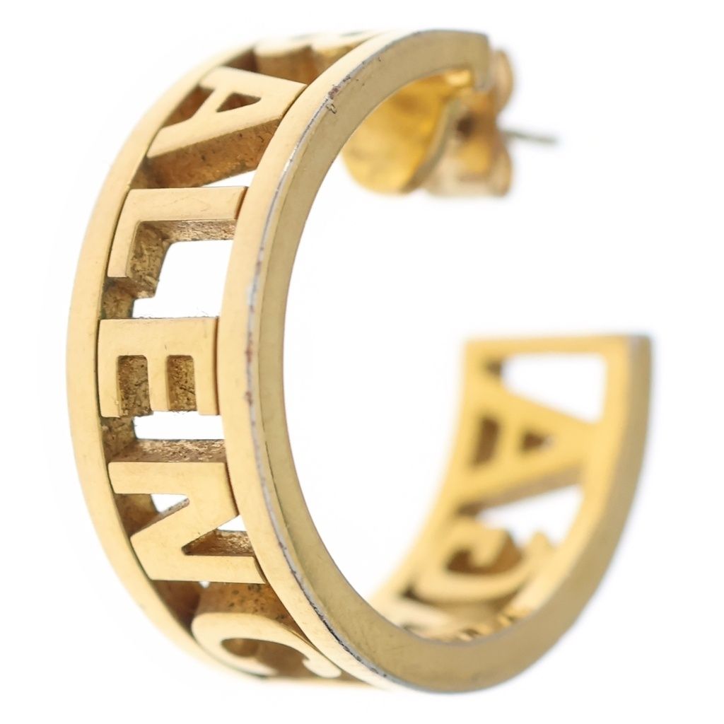 BALENCIAGA (バレンシアガ) LOGO HOOP PIERCE ロゴフープピアス ゴールド