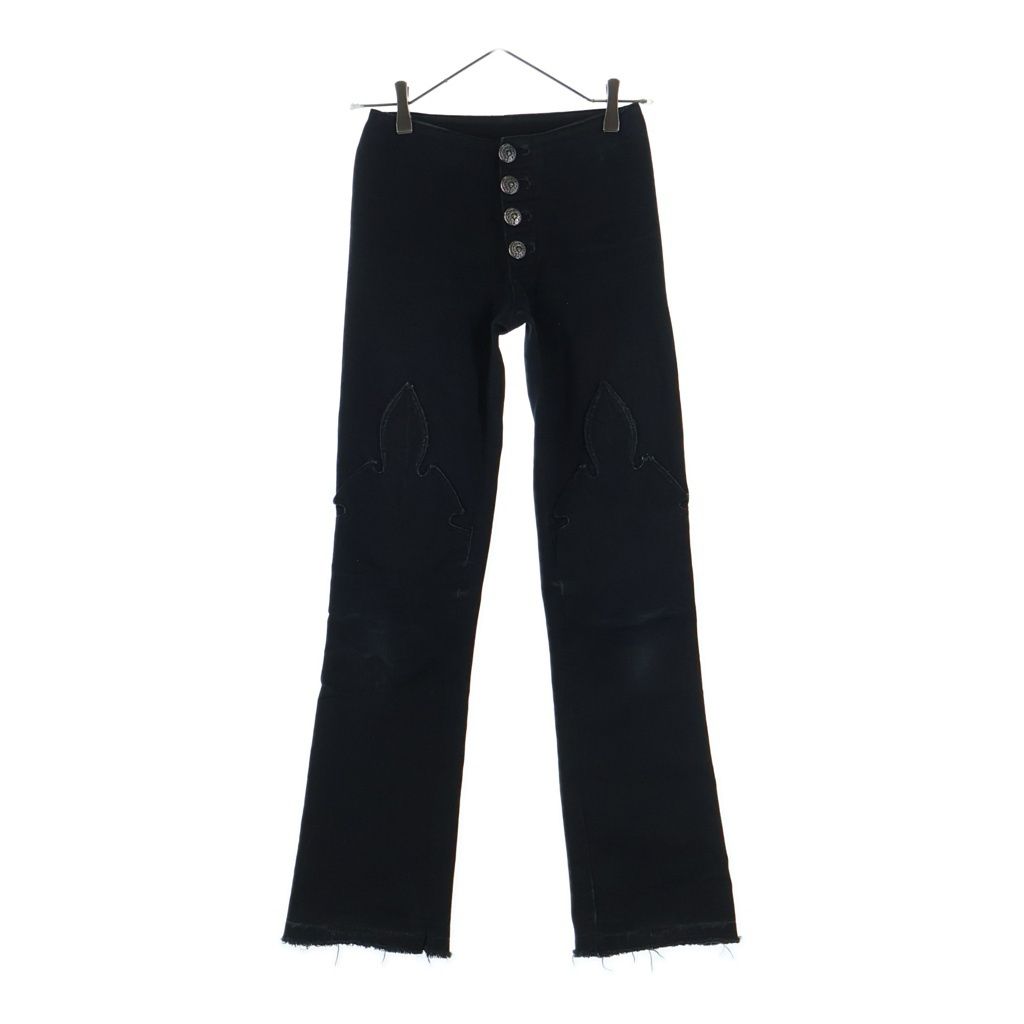 CHROME HEARTS (クロムハーツ) OLD JEAN SL FLEURKNEE フレアニーデニムパンツ レディース ブラック