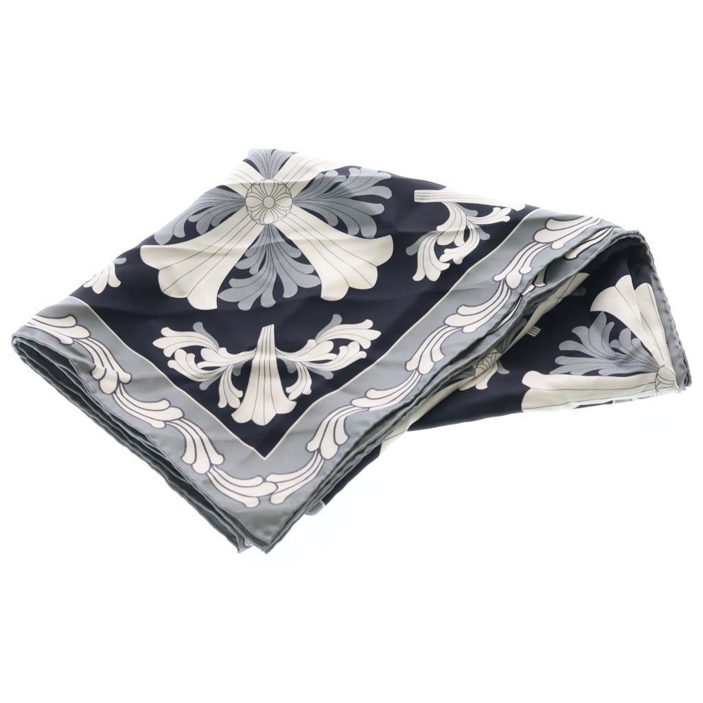 CHROME HEARTS (クロムハーツ) SILK SCARF CH PLUS クロムハーツ シルク スカーフ CHプラス ブラック/ホワイト/グレー